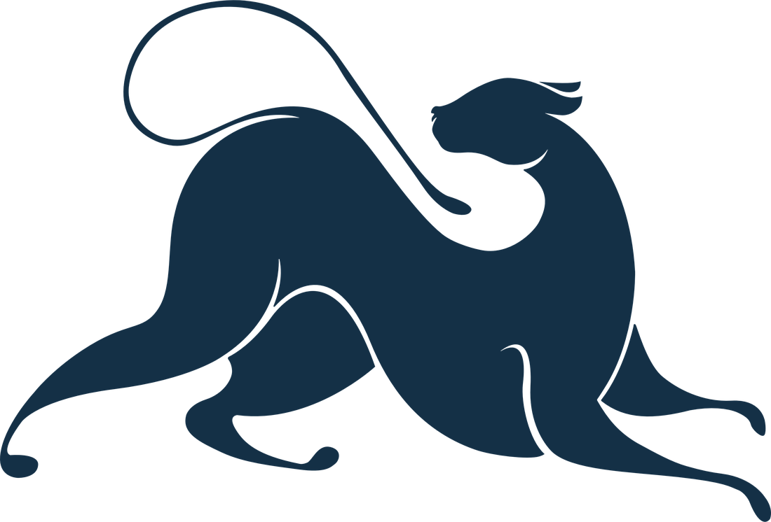 The leopard icon in navy on ivory